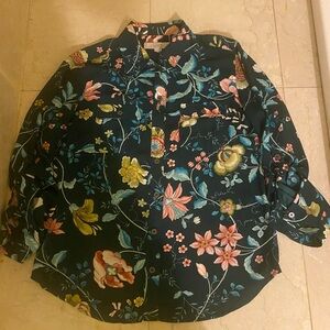 Ann Taylor LOFT Green Floral Patterned Women’s Shirt